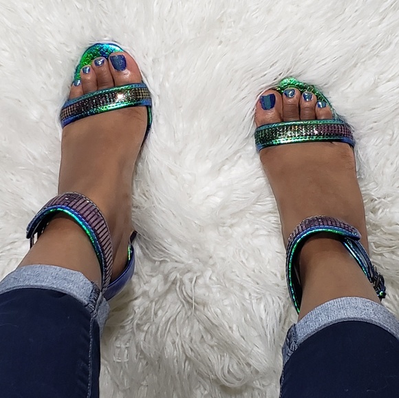 Mermaid Holographic Iridescent Open Toe Heel - Picture 3 of 8